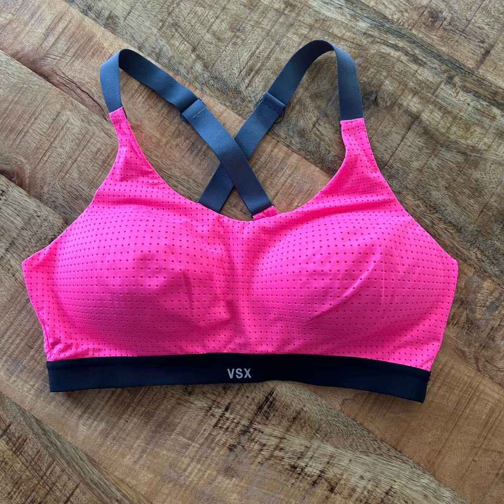 Victoria's Secret VSX Sport Incredible Sports Bra Neon Pink Grey 34C High Impact